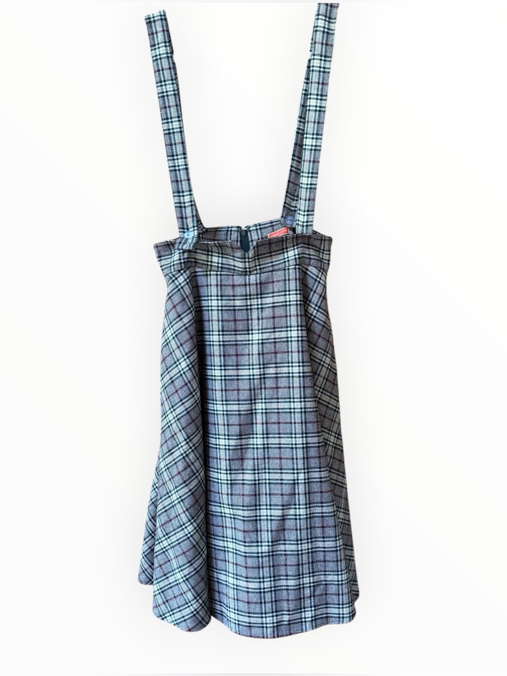ModCloth plaid academia long strap suspender dress women’s medium EUC